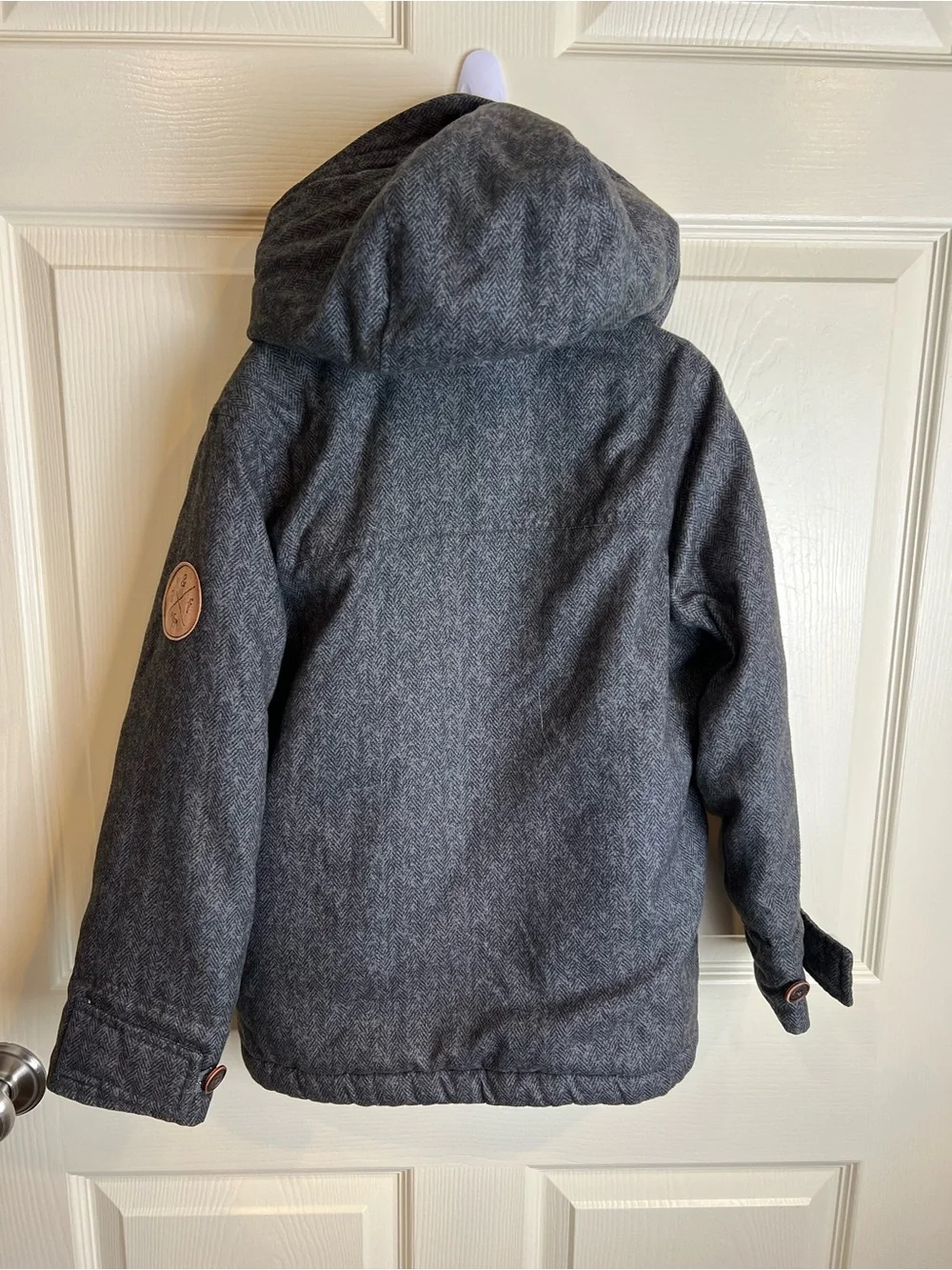 Abercrombie & Fitch Kids Gray Hooded Coat with Red Inner Puffer 7 8